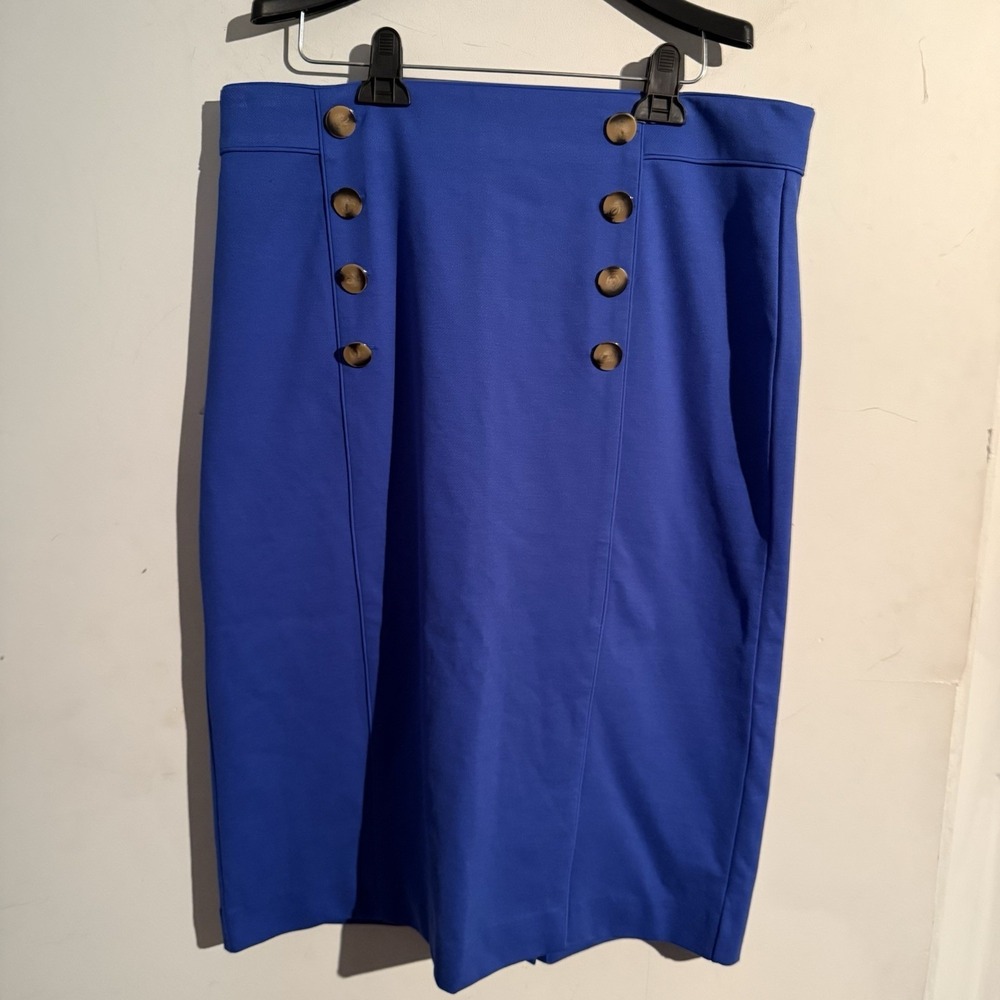 Ann Taylor Size 14 Royal Blue Pencil Skirt Nautical High Waist Career Basic